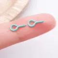 Mini screw eye pins for DIY jewelry making, tiny metal eyelets hooks charms craft supply. - 9x4mm / Mint Green