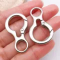 Zinc alloy gate clasp keychain DIY accessories, silver polished metal bag doll pendant hooks. - Gourd-Shaped Keychain / 1 Piece (38x21mm) / White Gold