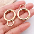 Gold spring gate O ring snap hook for DIY bag chain handbag purse hardware accessories - Round Keychain with Ring and Dog Clip / 1 Piece/Pack (32x24mm) / KC Gold