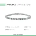 S925 Sterling Silber Moissanit Tennis Armband 4mm D Farbe Glänzendes Hip Hop Schmuck - 925er Silber / 4mm 7.5 Zoll