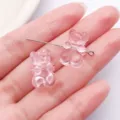 Roze acryl beren bedel kraal 19x12mm DIY sieraden maken accessoire variant stijl - Transparant Roze Horizontaal Gat