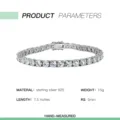S925 Sterling Silber Moissanit Tennisarmband, 7,5 Zoll Länge, 5mm glänzende runde Steine. - 925er Silber / 5mm 7,5 Zoll