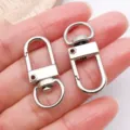 Silver alloy lobster clasp swivel snap hook diy keychain bag strap hardware parts - Oval Door Buckle Keychain / 1 Piece (32x12mm) / White Gold