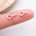 Pink iron screw eye pins for DIY jewelry making, small metal eyelets for crafts and pendants. - Pink