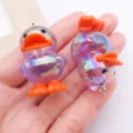 Cute 39mm transparent UV plated acrylic duck pendant DIY jewelry keychain accessories - 3D Duck Pendant (27335) / 1 Piece (39x25mm) / Transparent Purple