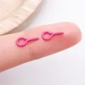 Pink mini screw eye pins DIY jewelry findings small metal eyelets for crafts 9x4mm - 9x4mm / Rose Red