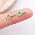 Green small metal eye pins screw eyelets for DIY jewelry making and hanging pendant crafts. - Light Green