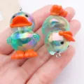 39x25mm transparent UV plated acrylic 3D duck charm DIY jewelry keychain accessories - Transparent Green