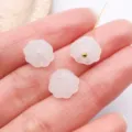 Perles de lotus en verre givré pendentif DIY accessoire de cheveux bijoux style ancien fait main - Capsule et Graine de Lotus / Lot de 1 Pièce (10x7mm) / Blanc