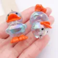 Cute 39x25mm transparent UV plated acrylic duck pendant DIY jewelry key chain accessory - Transparent Blue