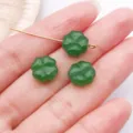 Green four-leaf clover glass loose beads, DIY handmade jewelry accessories component parts. - Heart Clover / 1 Piece (10x10mm) / Dark Green