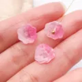 Perles de lotus en verre rose composants pendentif diy pour accessoires de fabrication épingle - Capsule et Graine de Lotus / Lot de 1 Pièce (10x7mm) / Dégradé Rose et Blanc