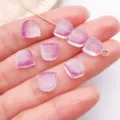 Gradient glass loose beads for DIY jewelry making, beautiful purple petal design beads. - Tulip Flower / 8x9x5mm (1 Piece) / Transparent Purple