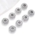 Silver metal spacer beads floral pattern loose beads for DIY bracelet jewelry making accessories - Chubby UFO Spacer Bead / 5mm / Platinum