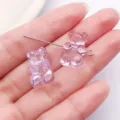 Paarse doorzichtige acryl beer bedels hanger voor DIY ketting sieraden accessoires - Transparant Paars Horizontaal Gat