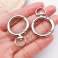 Zinc alloy round spring gate ring keychain DIY bag pendant hardware accessories 2pcs - Round Keychain with Ring and Circle Loop / 1 Piece (37.5x26mm) / White Gold