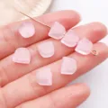 Pink glass loose beads for DIY jewelry making, straight hole bead charms for bracelets. - Tulip Flower / 8x9x5mm (1 Piece) / Transparent Pink
