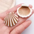 Ακρυλικό καφέ λευκό κοχύλι μενταγιόν DIY κατασκευή κοσμημάτων χειροποίητα σκουλαρίκια αξεσουάρ - 1 τεμάχιο Καφέ ακρυλική χάντρα κοχύλι με οριζόντια οπή 32x31 mm