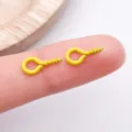 Miniature yellow eye screws for jewelry making, DIY craft hanging pendants, 10x5mm. - Yellow