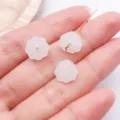 White frosted glass flower beads for DIY jewelry making, beautiful handcrafted pendant charms. - Lotus Pod and Seed / 1 Piece/Pack (10x7mm) / White