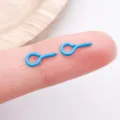 Small blue screw eye pins mini metal eyelets bail pegs for DIY jewelry making crafts 9x4mm - 9x4mm / Blue