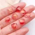 Red gradient glass tulip petal beads for DIY jewelry making bracelet necklace accessories - Tulip Flower / 8x9x5mm (1 Piece) / Transparent Gold Red