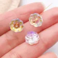 Perle de lotus glacée tchèque pendentif transparent accessoire bijoux épingle à cheveux variante - Capsule et Graine de Lotus / Lot de 1 Pièce (10x7mm) / Blanc Transparent Couleur AB