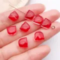 Red glass tulip beads loose DIY bracelet pendant jewelry accessories smooth polished finish - Tulip Flower / 8x9x5mm (1 Piece) / Transparent Red