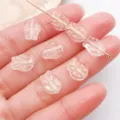 Clear glass leaf tulip beads with gold foil specks, DIY jewelry making loose accessories SKU - Tulip / 11x8.5mm (1 Piece) / Transparent White Gold Foil