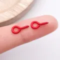 Red screw eye findings for DIY jewelry making, small metal eyelet hooks for pendants and necklaces. - Red