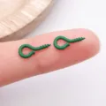 Green screw eye hooks, 10x5mm metal DIY jewelry making accessories, pack of two - Dark Green