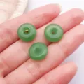 Green glass Ping An Kou donut beads for DIY jewelry making, charm pendant accessory. - Safety Buckle / 1 Piece/Pack (12mm) / Dark Green