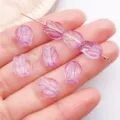 Gradient glass tulip beads for DIY jewelry making, beautiful purple loose beads for handmade bracelets. - Tulip / 11x8.5mm (1 Piece) / Transparent Purple