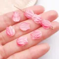 Pink gradient tulip glass beads for DIY jewelry making, ideal for custom bracelets and pendants. - Tulip / 11x8.5mm (1 Piece) / Clear Pink