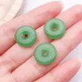 Green glass ping an kou pendant diy jewelry accessory charm round jade style component - Safety Buckle / 1 Piece/Pack (15mm) / Dark Green