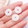 Glass Ping An Kou charm bead for DIY jewelry making, smooth white donut pendant variant. - Safety Buckle / 1 Piece/Pack (15mm) / White