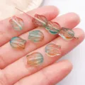 Gradient glass tulip leaf beads for DIY jewelry making, stunning handmade craft components. - Tulip / 11x8.5mm (1 Piece) / Transparent Orange Yellow Blue Gradient