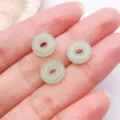 Mini green glass ping an kou ring charms for DIY handmade jewelry craft making accessories - Large Hole Donut Ring / 1 Piece (10mm) / Green