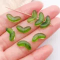 Green glass leaf beads for jewelry making, DIY bracelet pendant accessories component - Leaf / 14x6mm (1 Piece) / Transparent Light Green