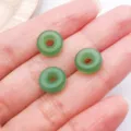 Green glass Ping An Kou donut beads for DIY jewelry making, charm pendants, and crafts. - Large Hole Donut Ring / 1 Piece (10mm) / Dark Green