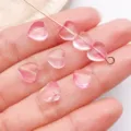 Pink Gradient Heart Glass Loose Beads for DIY Bracelet Necklace Jewelry Accessories - Peach Heart / 8mm (1 Piece) / Transparent Pink Gold Foil