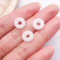 White glass donut beads diy jewelry accessories handmade craft charms pendants. - Large Hole Donut Ring / 1 Piece (10mm) / White