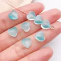 Light blue gradient heart glass beads loose beads for DIY jewelry making accessories - Peach Heart / 8mm (1 Piece) / Transparent Lake Blue