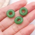 Green glass Ping An Kou donut beads, DIY jewelry pendant accessories for necklace making, 3 pcs - Large Hole Donut Ring / 1 Piece/Pack (12mm) / Dark Green