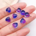Gradient blue purple glass heart loose beads DIY bracelet jewelry making accessories - Peach Heart / 8mm (1 Piece) / Transparent Deep Blue Purple Gradient