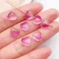 Gradient pink heart glass beads for DIY jewelry making, charm bracelet accessories and pendants. - Peach Heart / 8mm (1 Piece) / Transparent Purple With Gold Foil