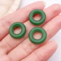 Green glass ping'an kou ring DIY jewelry component accessory variant option items - Large Hole Donut Ring / 1 Piece (16mm) / Dark Green