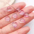 Gradient pink heart glass loose beads for DIY handmade jewelry crafting and bracelet making. - Peach Heart / 8mm (1 Piece) / Transparent Blue Purple Gradient
