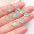 Gradient glass heart beads for DIY charm bracelets and jewelry making accessories. - Peach Heart / 8mm (1 Piece) / Transparent Lake Blue Green Gradient