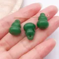 Green glass gourd beads DIY jewelry making accessories charm pendant accessories for crafts. - Large Gourd / 1 Piece (17x12mm) / Dark Green